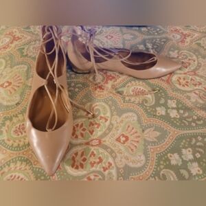 Aquazzura Firenze 39 8.5 8 1/2 tan nude Italian leather flats shoes Christy